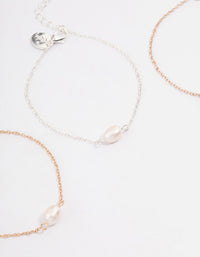 Mixed Metal Classic Freshwater Pearl Bracelet Pack - link has visual effect only