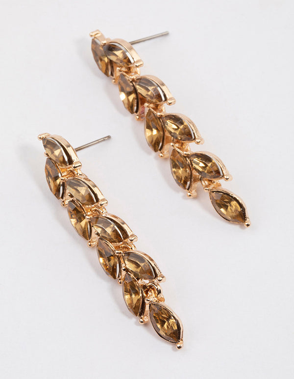 Gold Diamante Vine Drop Earrings