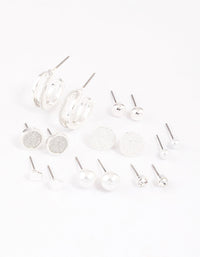 Silver Glitter Paper Mixed Earrings 8-Pack - link has visual effect only