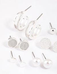 Silver Glitter Paper Mixed Earrings 8-Pack - link has visual effect only