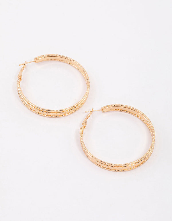 Gold Strand Medium Hoop Earrings