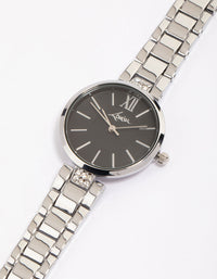 Silver Double Row Diamante Watch - link has visual effect only