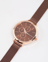 Brown Pearlised Sandblast Mesh Watch - link has visual effect only