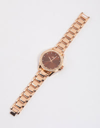 Rose Gold Plated Diamante Watch - link has visual effect only