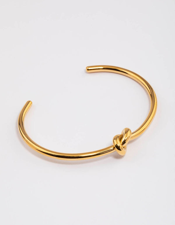 Waterproof Gold Plated Stainless Steel Basic Knotted Wrist Cuff