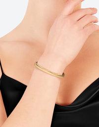 Waterproof Gold Plated Stainless Steel Classic Plain Wrist Cuff - link has visual effect only