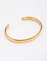 Waterproof Gold Plated Stainless Steel Classic Plain Wrist Cuff - link has visual effect only