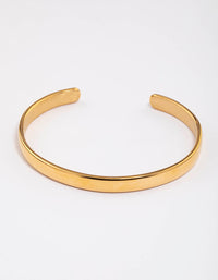 Waterproof Gold Plated Stainless Steel Classic Plain Wrist Cuff - link has visual effect only