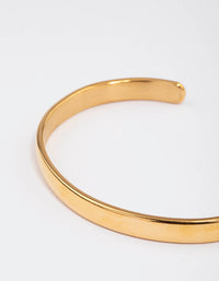 Waterproof Gold Plated Stainless Steel Classic Plain Wrist Cuff - link has visual effect only