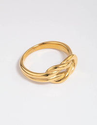 Waterproof Gold Plated Stainless Steel Classic Knotted Ring - link has visual effect only