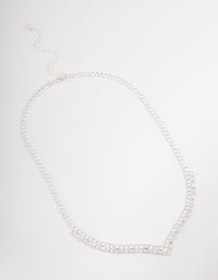 Silver Plated Cubic Zirconia Round & Baguette V-Necklace - link has visual effect only