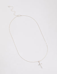 Silver Shiny Cross Pendant Necklace - link has visual effect only