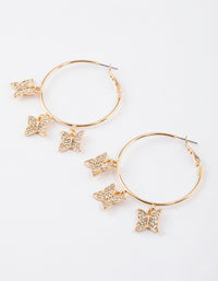 Gold Diamante Butterfly Hoop Earrings - link has visual effect only