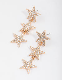 Gold Triple Star Drop Earrings - link has visual effect only