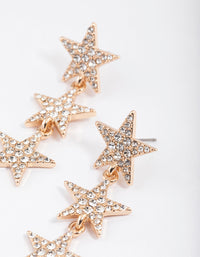 Gold Triple Star Drop Earrings - link has visual effect only