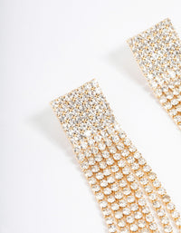 Gold Square Cup Chain Drop Earrings - link has visual effect only