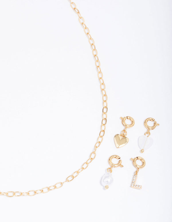 Letter 'L' Gold Plated Initial Customisable Charm Necklace