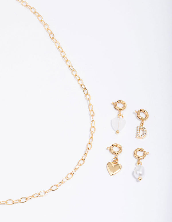 Letter 'D' Gold Plated Initial Customisable Charm Necklace