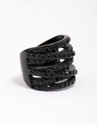 Black Coated Layered Band Ring - link has visual effect only