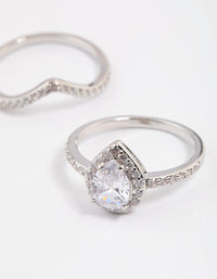 Silver Crowned Pear Crystal Ring - link has visual effect only