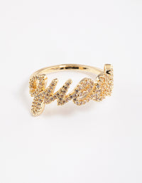 Gold Plated Queen Script Ring - link has visual effect only