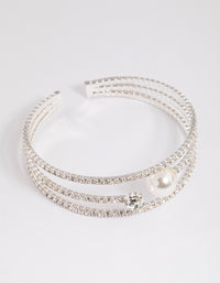 Silver Pearl Cup Chain Cuff - link has visual effect only