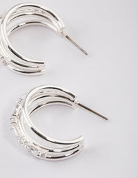 Silver Plated Baguette & Round Illusion Hoop Earrings - link has visual effect only