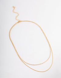 Gold Plated Cubic Zirconia Dainty Baguette Layered Necklace - link has visual effect only