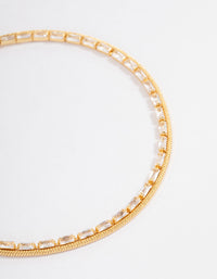 Gold Plated Cubic Zirconia Dainty Baguette Layered Tennis Bracelet - link has visual effect only