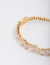 Gold Plated Cubic Zirconia Organic Baguette Cuff Bangle - link has visual effect only