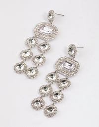 Rhodium Diamante Statement Layered Drop Earrings - link has visual effect only