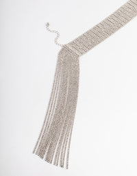 Silver Cup Chain Back Tassel Choker - link has visual effect only