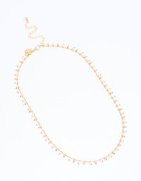 Gold Plated Beaded & Freshwater Pearl Drop Necklace - link has visual effect only