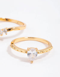 Gold Plated Cubic Zirconia Pearl & Marquise Nest Ring Pack - link has visual effect only