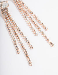 Rose Gold Stone Cupchain Triple Row Drop Earrings - link has visual effect only