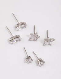 Silver Marquise Lotus Cubic Zirconia Earrings Pack - link has visual effect only