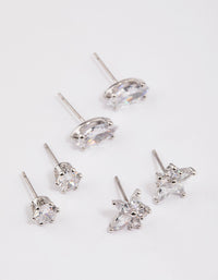 Silver Marquise Lotus Cubic Zirconia Earrings Pack - link has visual effect only