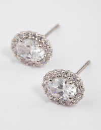 Silver Oval Cubic Zirconia Stud Earring Pack - link has visual effect only