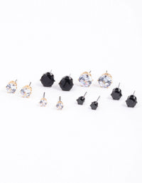 Cubic Zirconia Round Stud Earrings 6-Pack - link has visual effect only