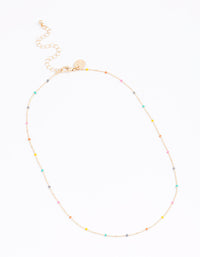 Gold Mini Ball Chain Mixed Bead Necklace - link has visual effect only