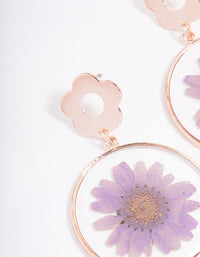 Rose Gold Floating Flower Drop Earrings - link has visual effect only