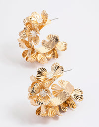 Gold Statement Floral Peral Hoop Earrings - link has visual effect only