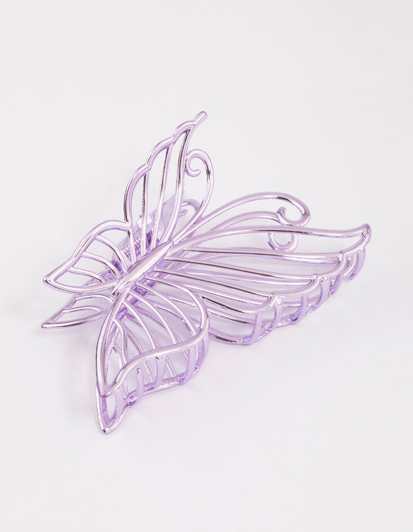 Coated Lilac Detailed Butterfly Hair Claw Clip