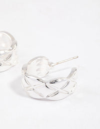 Silver Quilted Hoop Earrings & Polishing Set - link has visual effect only