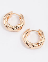 Gold Chunky Twisted Huggie Earrings & Polishing Set - link has visual effect only