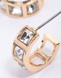 Gold Square Stone Hoop Earrings & Polishing Set - link has visual effect only