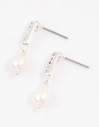 Silver Diamante Mini Pearl Drop Earrings & Polishing Set - link has visual effect only