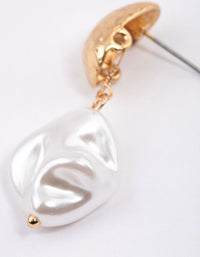 Gold Textured Molten Pearl Drop Earrings & Polishing Set - link has visual effect only