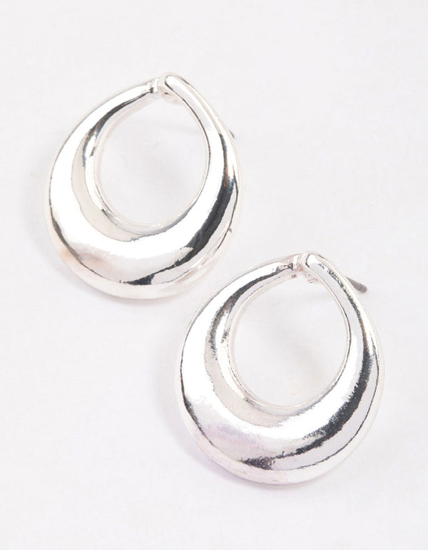 Silver Open Circle Stud Earrings & Polishing Set