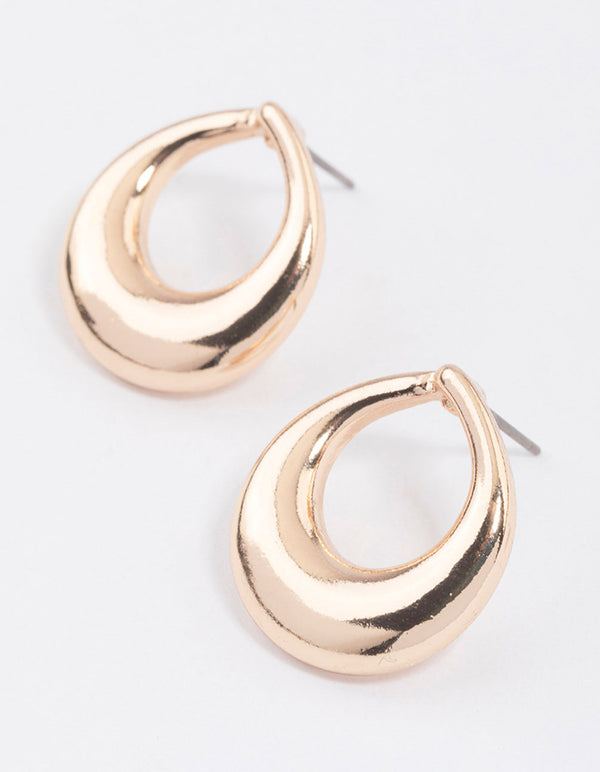 Gold Open Circle Stud Earrings & Polishing Set